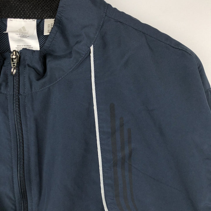 2000'S Adidas windbreaker with reflectors, men's size XL (approx.) polyester navy blue type Vintage Second Hand