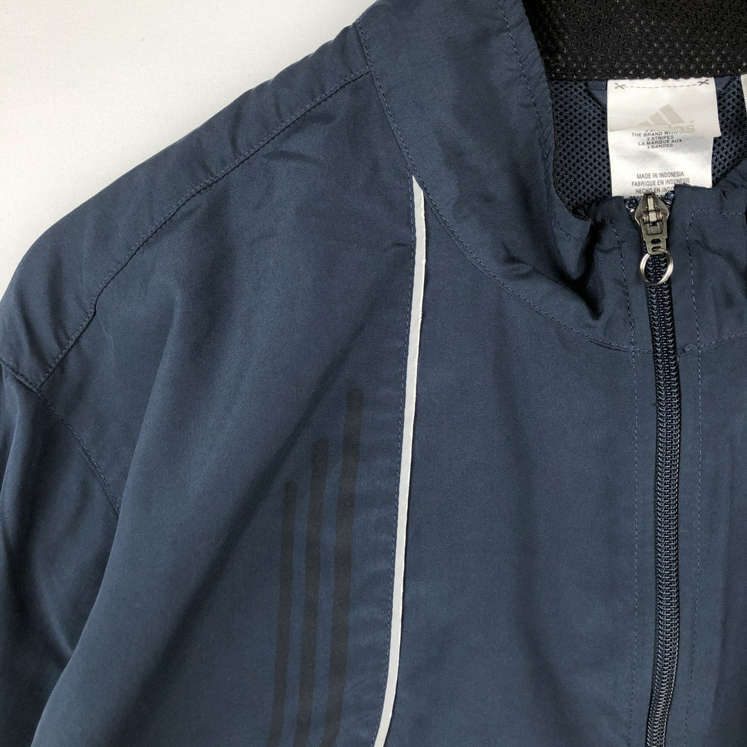 2000'S Adidas windbreaker with reflectors, men's size XL (approx.) polyester navy blue type Vintage Second Hand