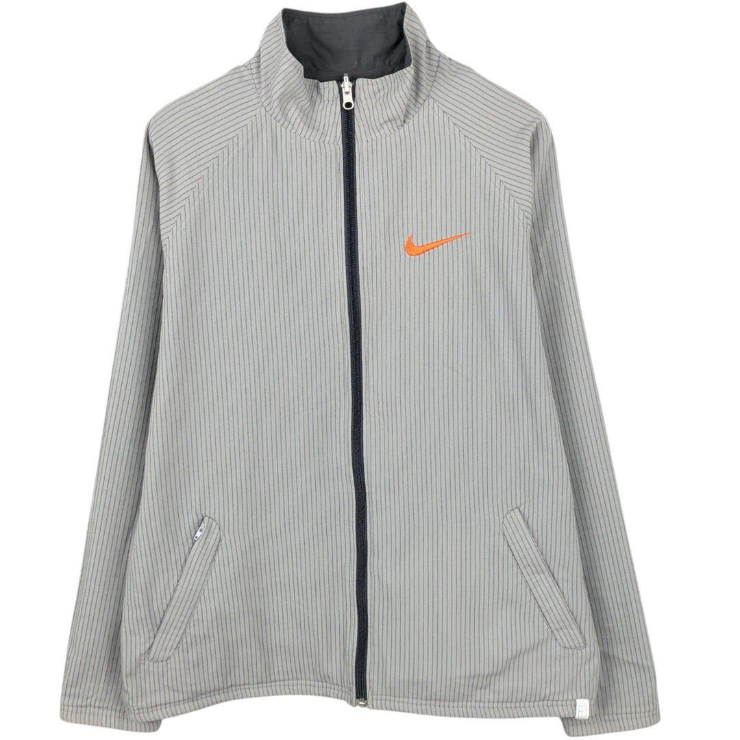 Nike Stripe Pattern Reversible Windbreaker, Men's Size L (approx.) cotton gray type Vintage Second Hand