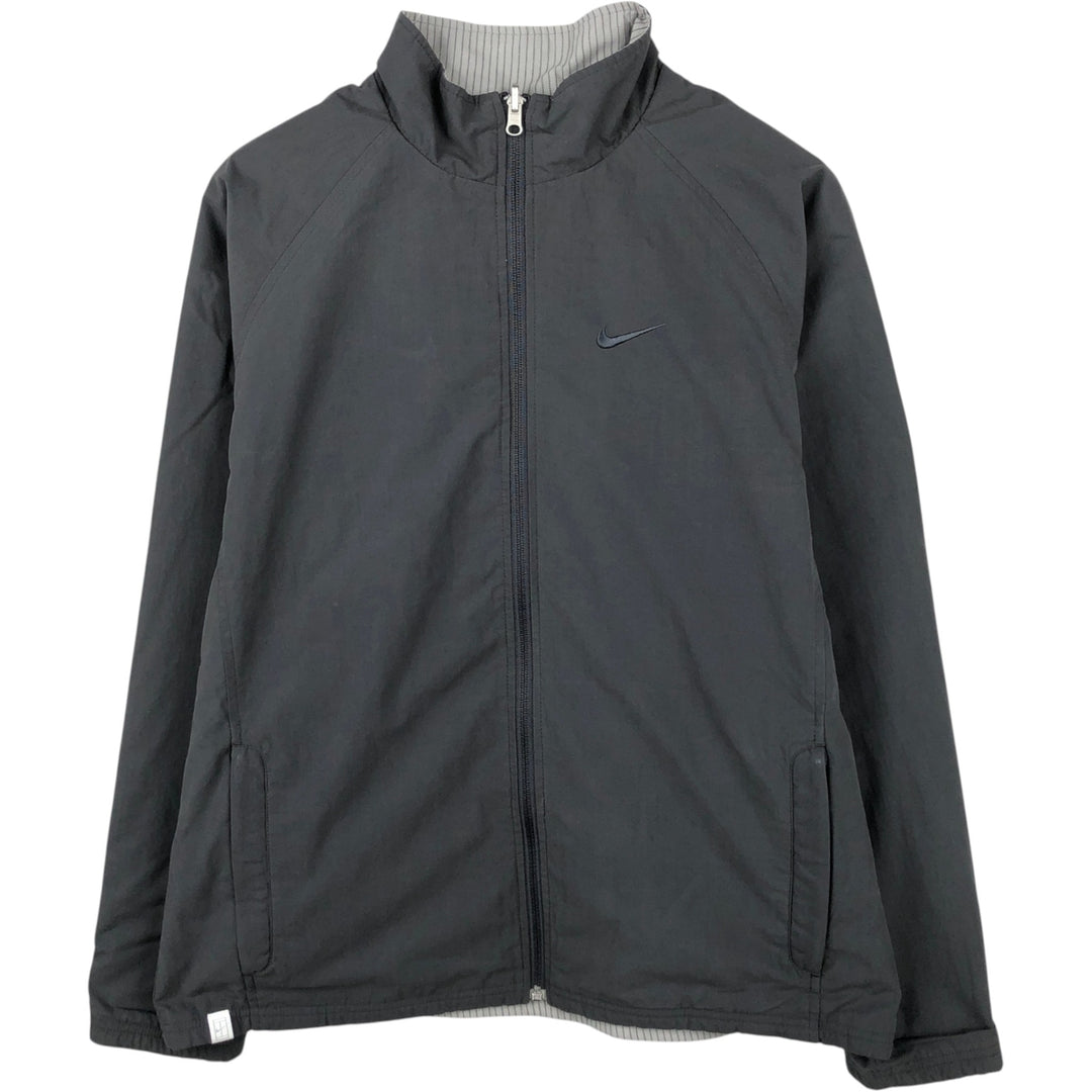 Nike Stripe Pattern Reversible Windbreaker, Men's Size L (approx.) cotton gray type Vintage Second Hand