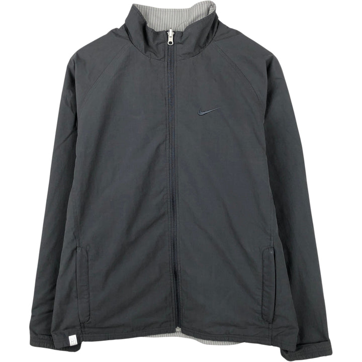 Nike Stripe Pattern Reversible Windbreaker, Men's Size L (approx.) cotton gray type Vintage Second Hand