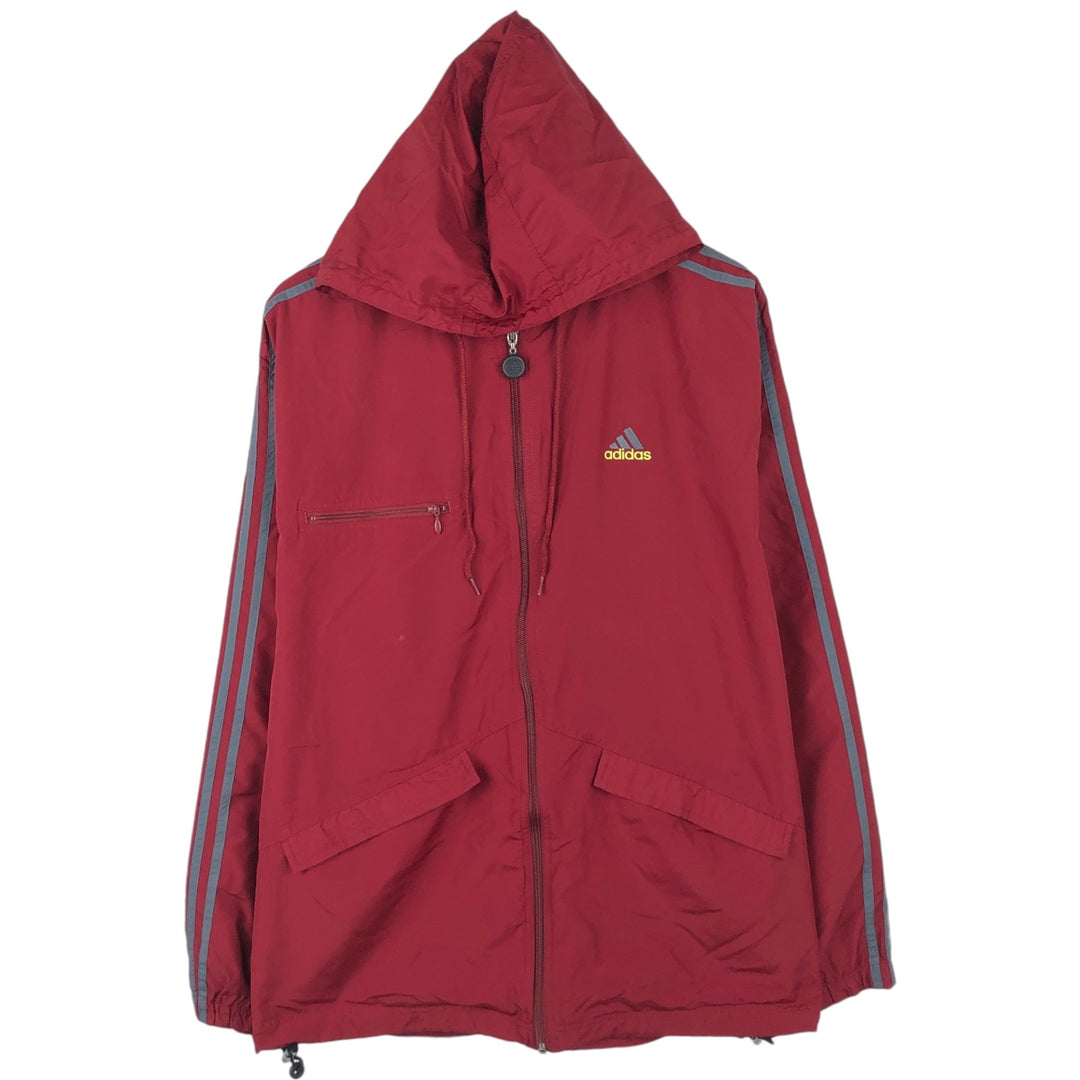 90'S Adidas PACKABLE hooded windbreaker, men's size L (approx.) polyester red type Vintage Second Hand