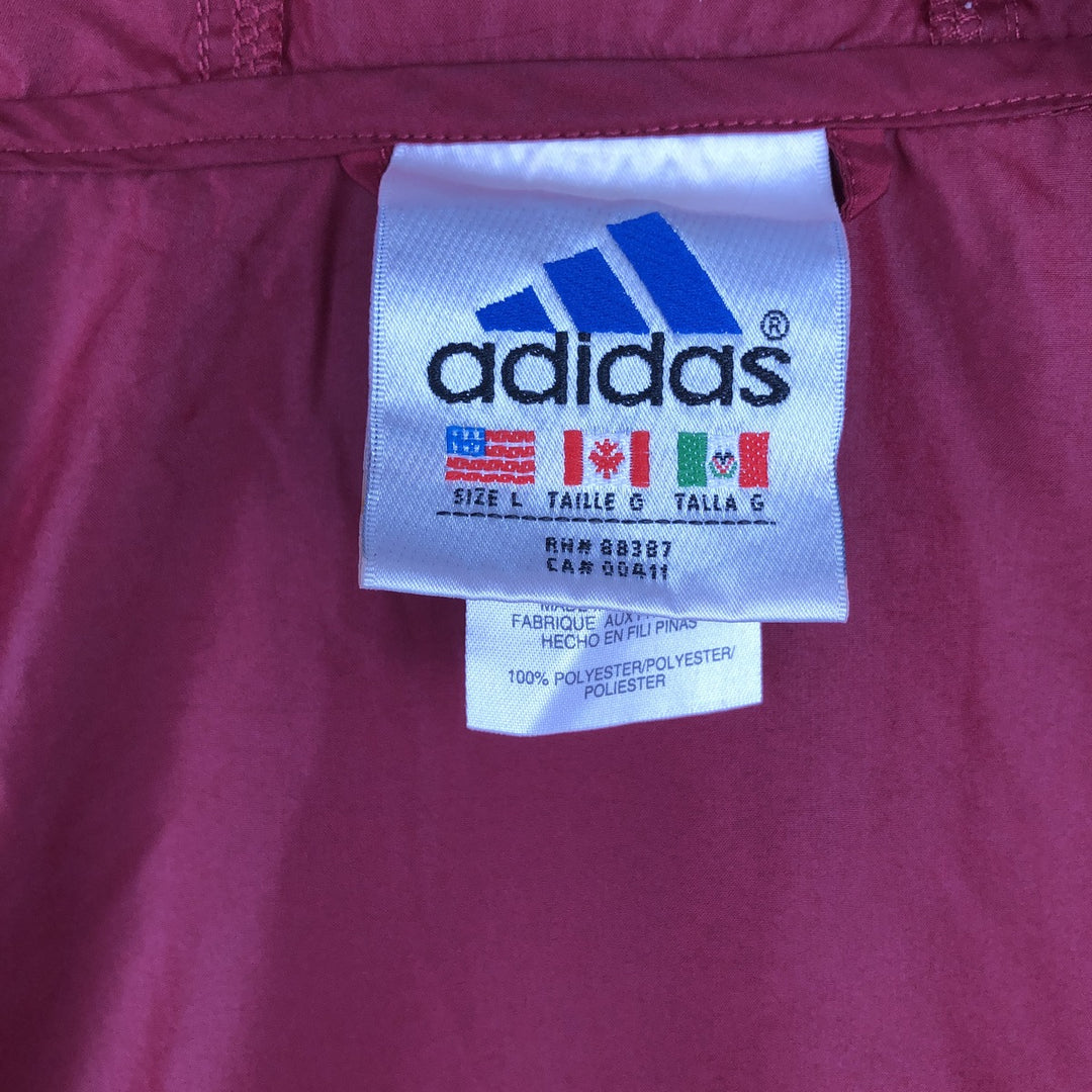 90'S Adidas PACKABLE hooded windbreaker, men's size L (approx.) polyester red type Vintage Second Hand