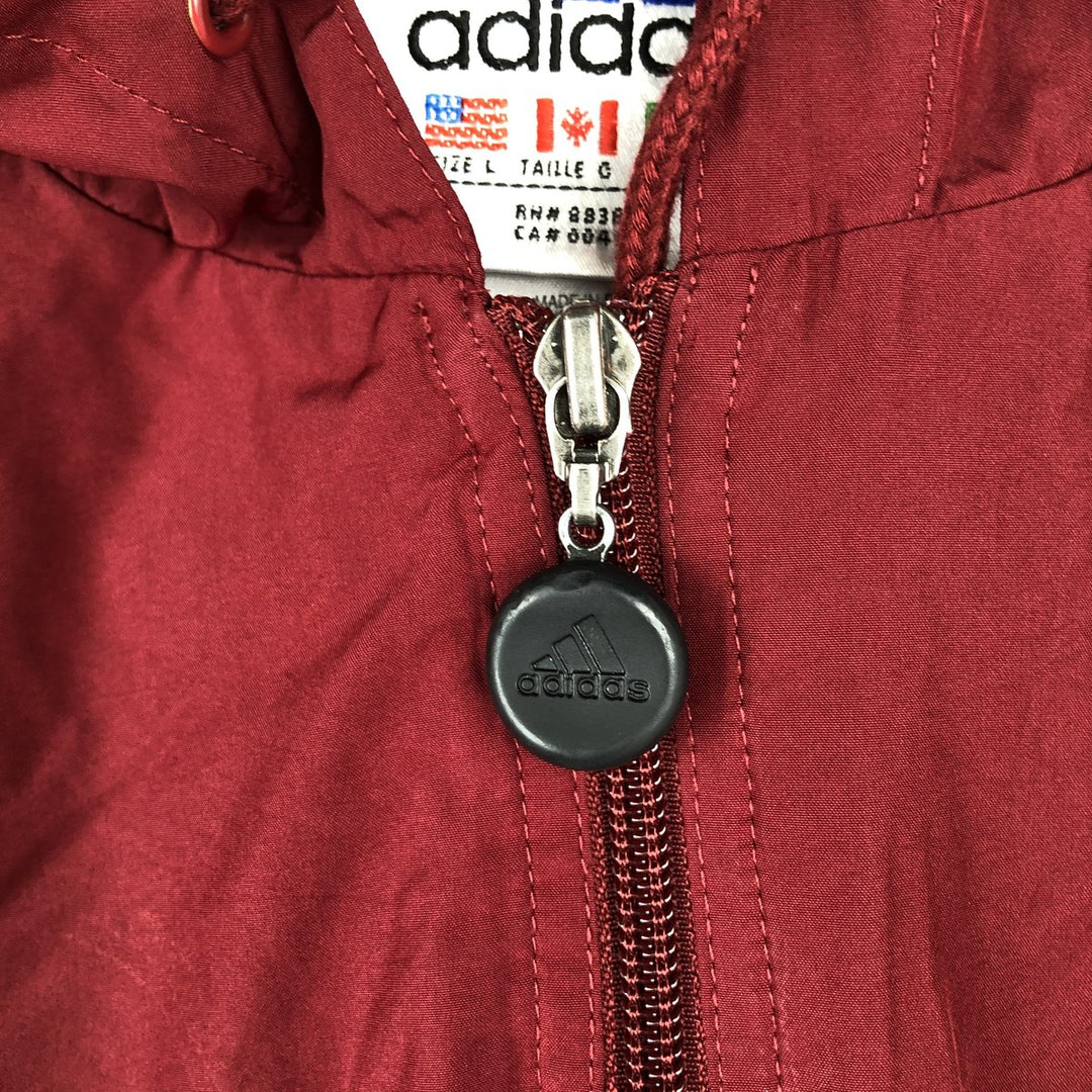 90'S Adidas PACKABLE hooded windbreaker, men's size L (approx.) polyester red type Vintage Second Hand