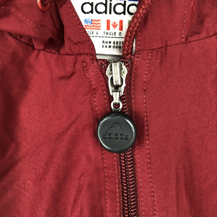 90'S Adidas PACKABLE hooded windbreaker, men's size L (approx.) polyester red type Vintage Second Hand
