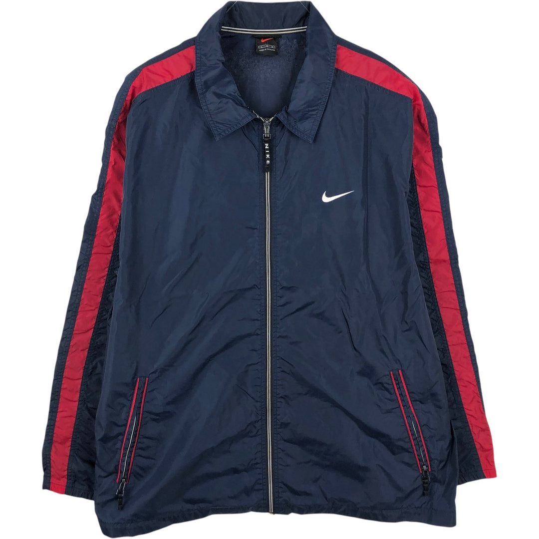 Nike collared windbreaker, men's size L (approx.) polyester navy blue type Vintage Second Hand