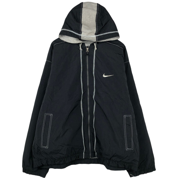 90'S Nike Back Logo Padded Hoodie Puffer Jacket Men's XXL (approx.) Vintage Nylon black type Vintage Second Hand