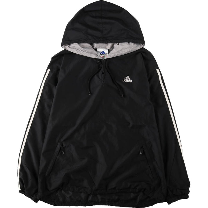 90'S Adidas hooded warm-up pullover, men's size L equivalent, vintage. polyester black type Vintage Second Hand
