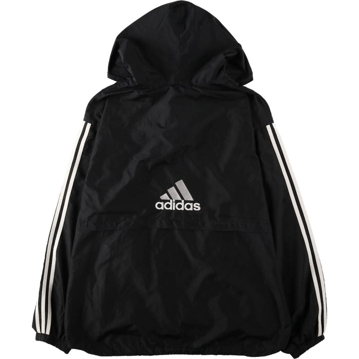 90'S Adidas hooded warm-up pullover, men's size L equivalent, vintage. polyester black type Vintage Second Hand