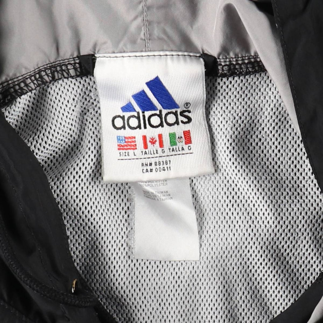90'S Adidas hooded warm-up pullover, men's size L equivalent, vintage. polyester black type Vintage Second Hand