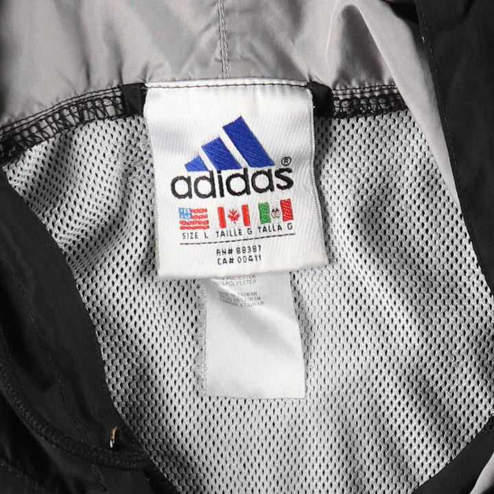90'S Adidas hooded warm-up pullover, men's size L equivalent, vintage. polyester black type Vintage Second Hand