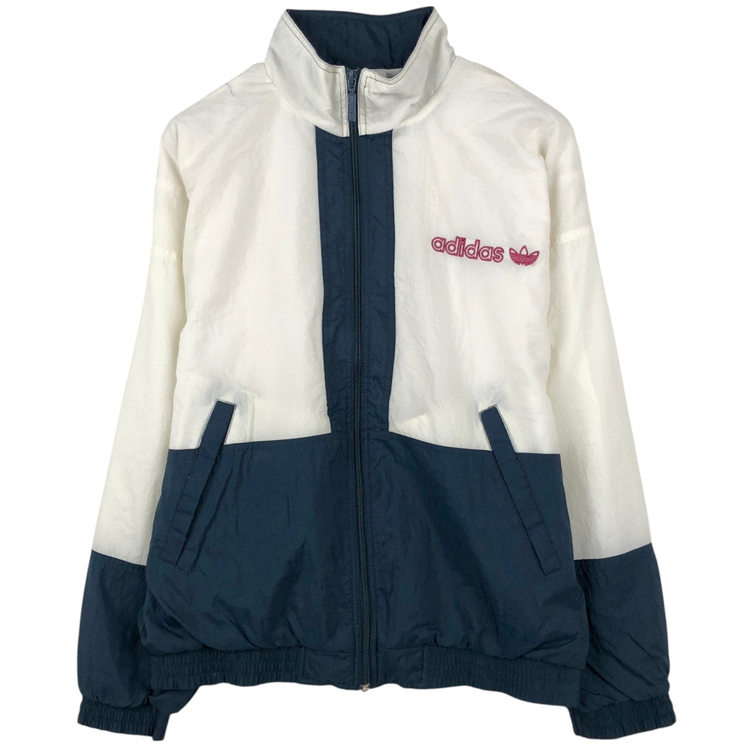 80s-90'S Adidas Trefoil Logo Two-Tone Nylon Jacket, Men's Size S (Equivalent), Vintage Nylon white type Vintage Second Hand