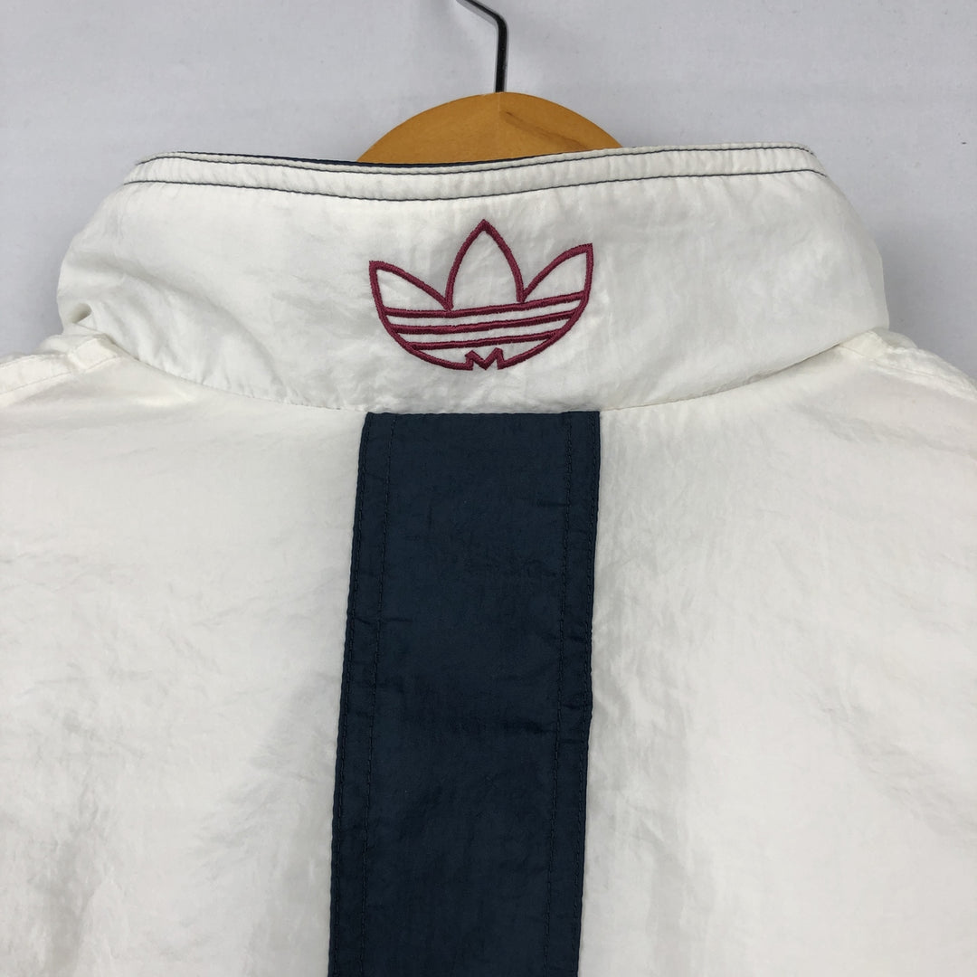80s-90'S Adidas Trefoil Logo Two-Tone Nylon Jacket, Men's Size S (Equivalent), Vintage Nylon white type Vintage Second Hand