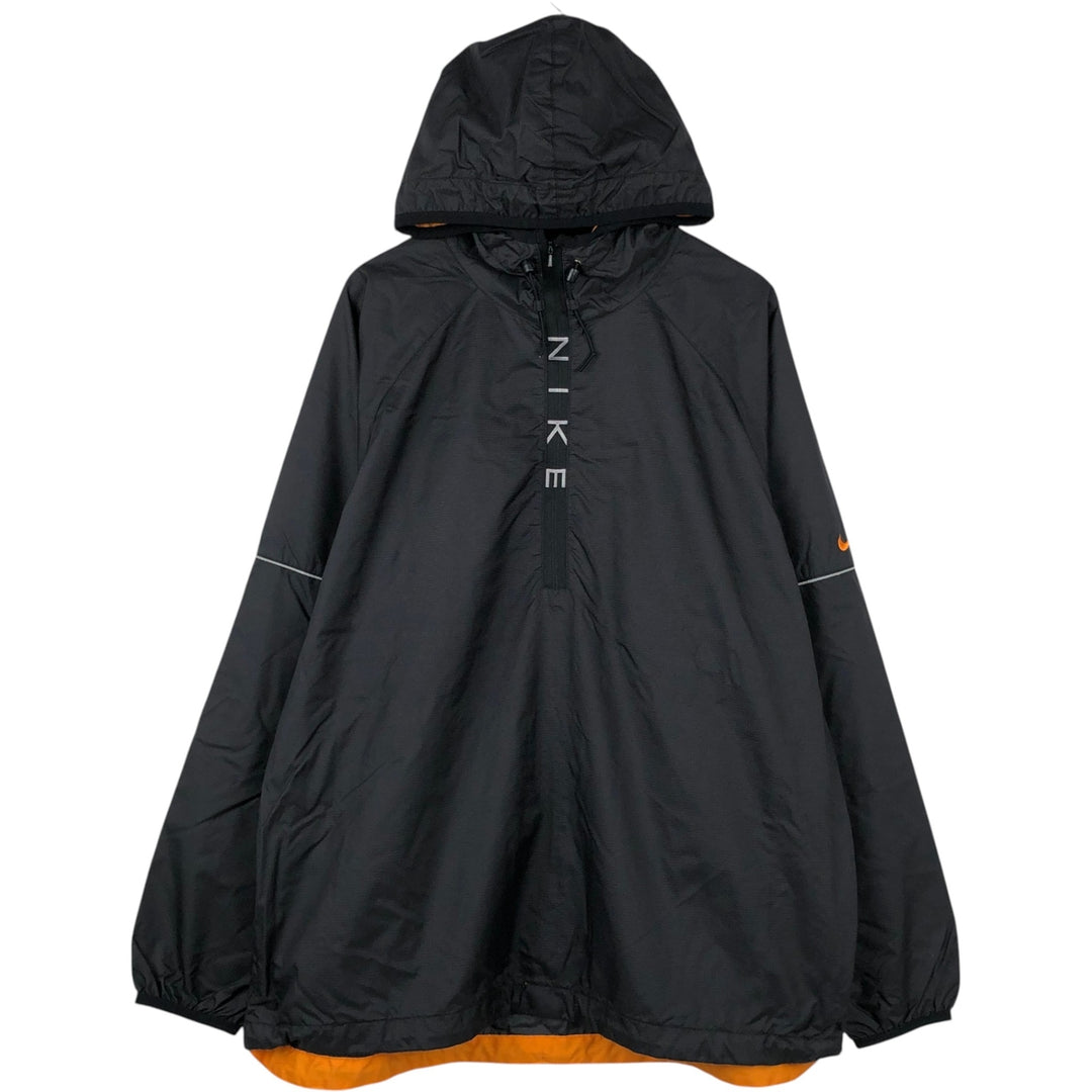 90'S Nike Half-Zip Ripstop Nylon Hoodie, Men's XXL equivalent, Vintage Nylon black type Vintage Second Hand