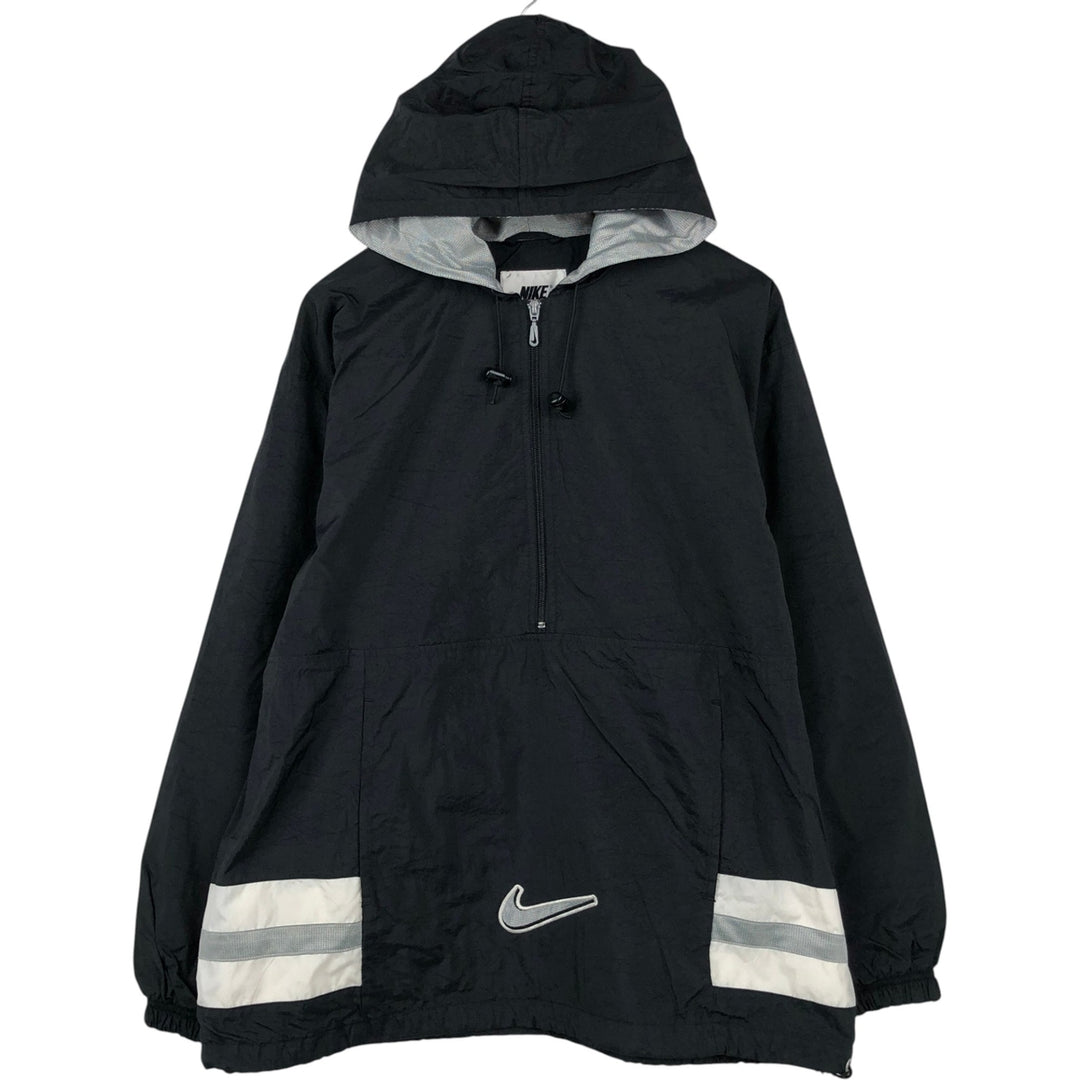 90'S Nike Half-Zip Nylon Hoodie, Men's Size M (approx.), Vintage Nylon black type Vintage Second Hand