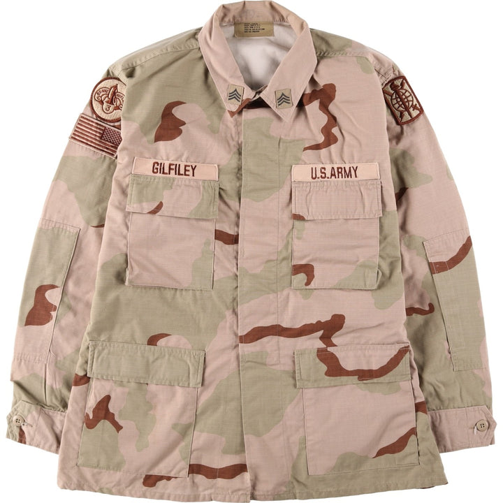 00'S US military genuine camouflage Pattern 3C desert camo ripstop BDU military jacket made in USA MEDIUM-REGULAR equivalent to men's M cotton Beige type Vintage Second Hand