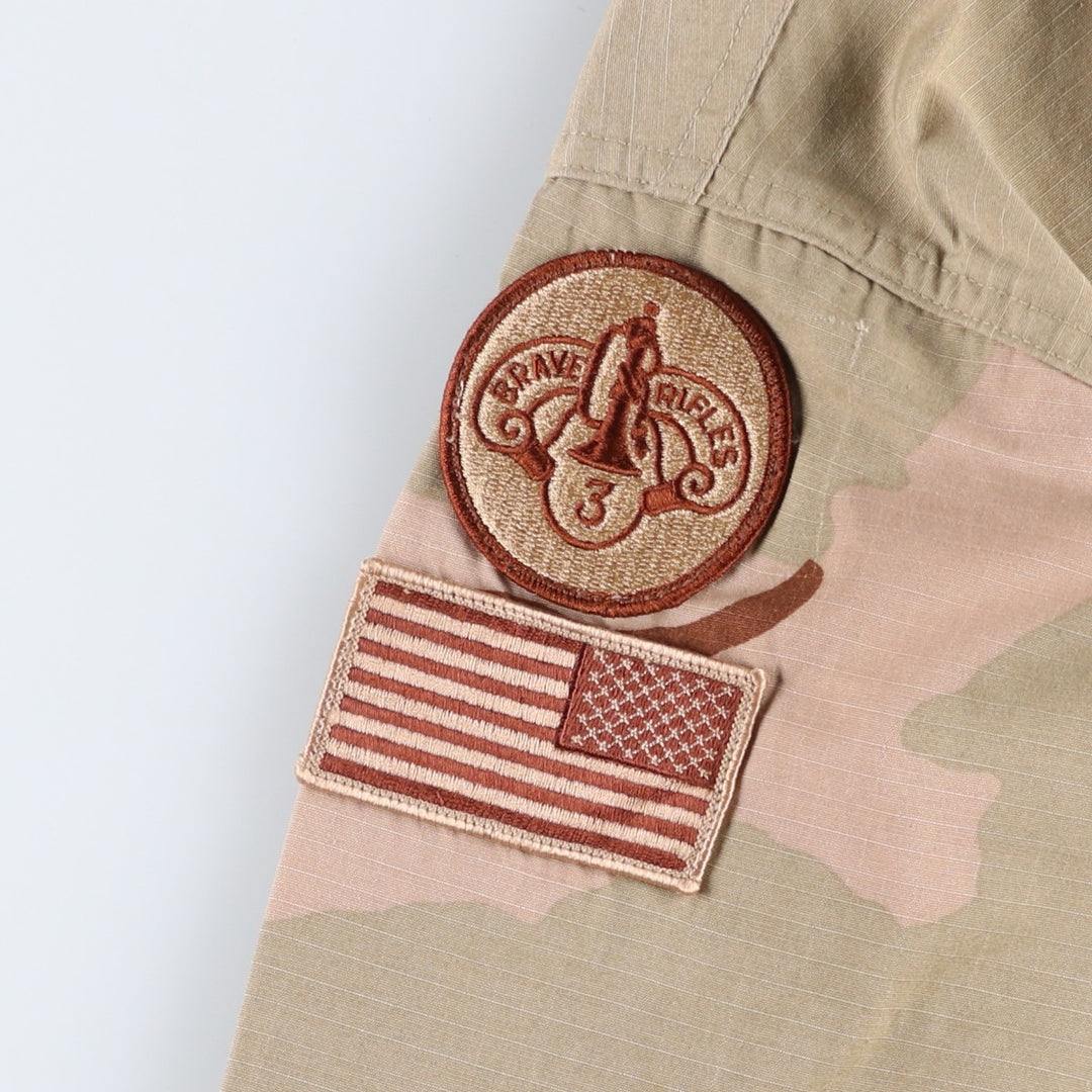 00'S US military genuine camouflage Pattern 3C desert camo ripstop BDU military jacket made in USA MEDIUM-REGULAR equivalent to men's M cotton Beige type Vintage Second Hand