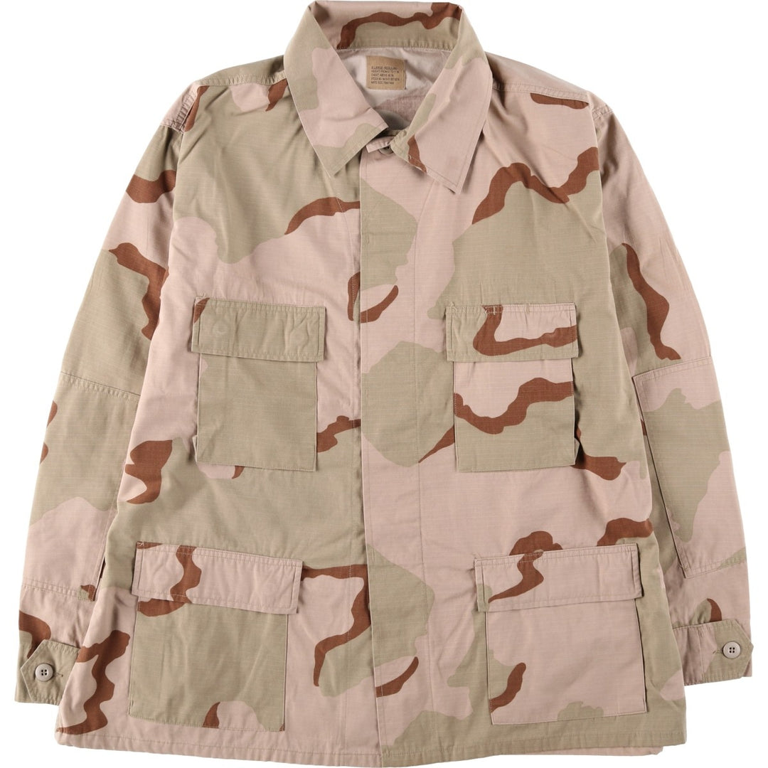 1990'S US Military Issue 3C Desert Camo Ripstop BDU Military Jacket, Made in USA, X-LARGE-REGULAR (Equivalent to Men's XL) Nylon Beige type Vintage Second Hand