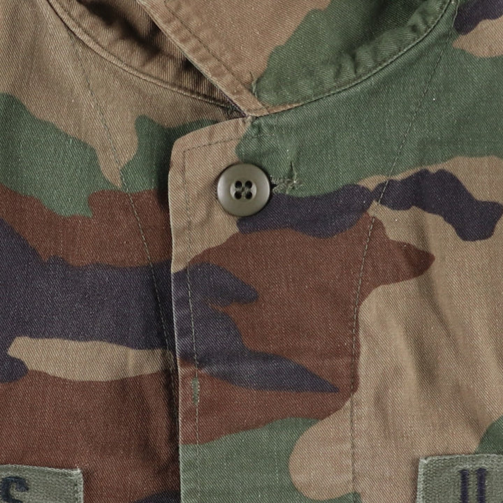 1990'S US Military Issue Camouflage Pattern Woodland Camo BDU Military Jacket, Made in USA, Small-Short (Men's Size S Equivalent), Vintage cotton Khaki type Vintage Second Hand
