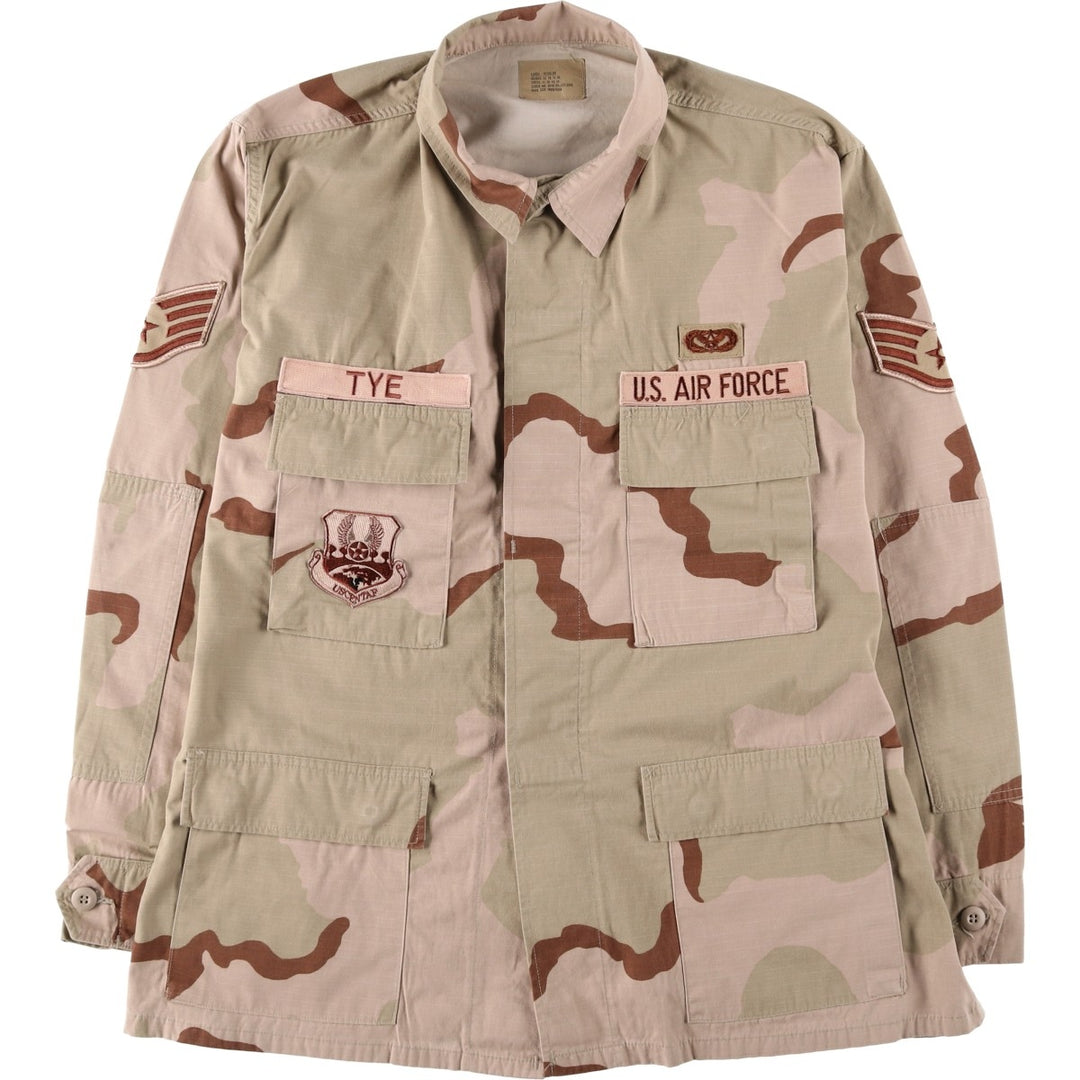 2000'S US Military Camouflage Pattern 3C Desert Camo Ripstop BDU Military Jacket, Made in USA, Large-Regular, Men's Size L Nylon Beige type Vintage Second Hand