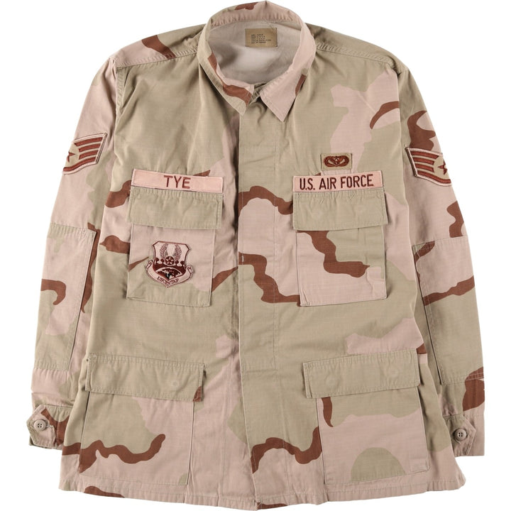 2000'S US Military Camouflage Pattern 3C Desert Camo Ripstop BDU Military Jacket, Made in USA, Large-Regular, Men's Size L Nylon Beige type Vintage Second Hand