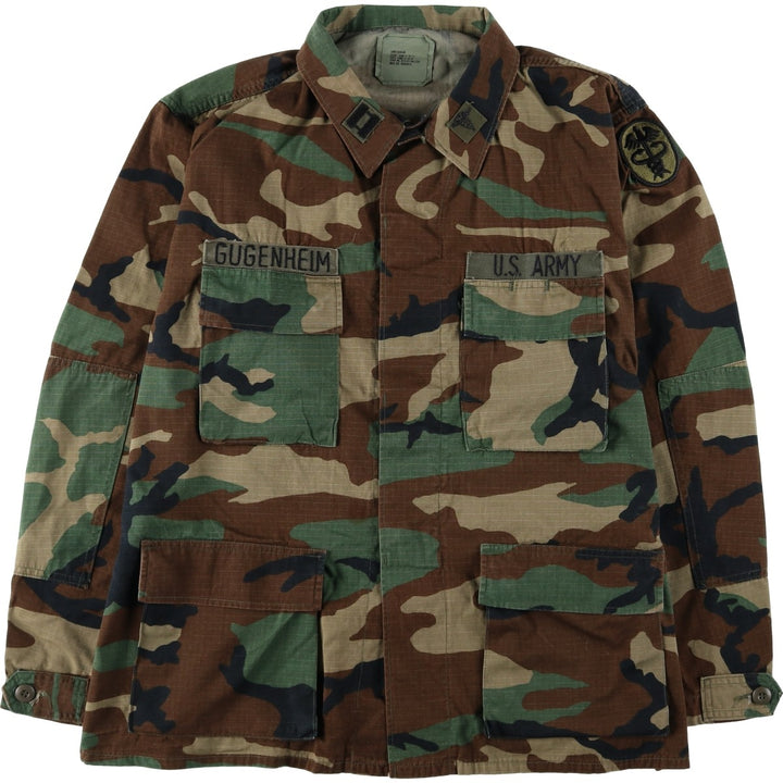 Authentic 1980'S US Military Camouflage Pattern Woodland Camo Ripstop BDU Military Jacket, Made in USA, Large-Regular, Men's Size L cotton Khaki type Vintage Second Hand