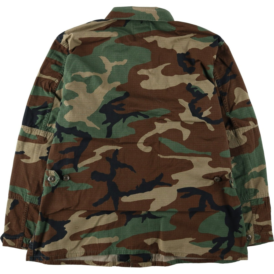 Authentic 1980'S US Military Camouflage Pattern Woodland Camo Ripstop BDU Military Jacket, Made in USA, Large-Regular, Men's Size L cotton Khaki type Vintage Second Hand