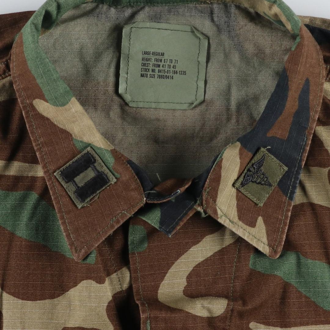 Authentic 1980'S US Military Camouflage Pattern Woodland Camo Ripstop BDU Military Jacket, Made in USA, Large-Regular, Men's Size L cotton Khaki type Vintage Second Hand