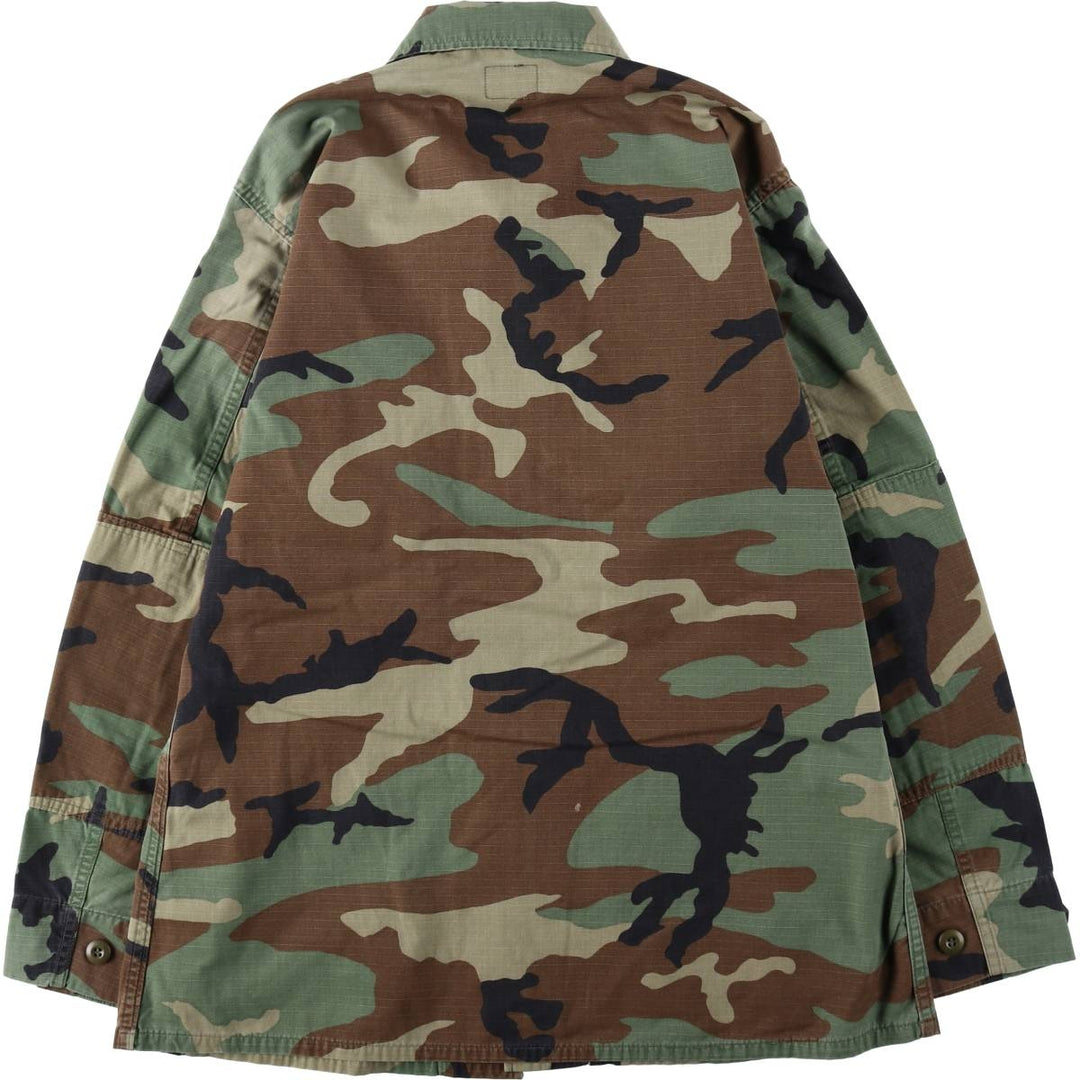 1990'S US Military Issue Camouflage Pattern Woodland Camo Ripstop Military Combat Jacket, Medium-Regular (Men's Size M) Nylon Khaki type Vintage Second Hand