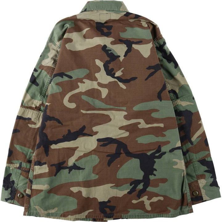 1990'S US Military Issue Camouflage Pattern Woodland Camo Ripstop Military Combat Jacket, Medium-Regular (Men's Size M) Nylon Khaki type Vintage Second Hand