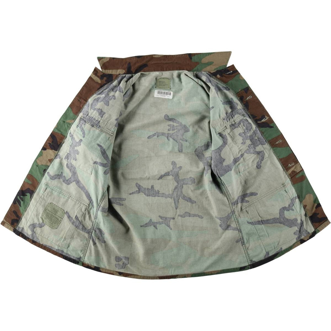 1990'S US Army Authentic Camouflage Pattern Woodland Camo Patch Military Combat Jacket MEDIUM-REGULAR (Men's M equivalent) cotton Khaki type Vintage Second Hand