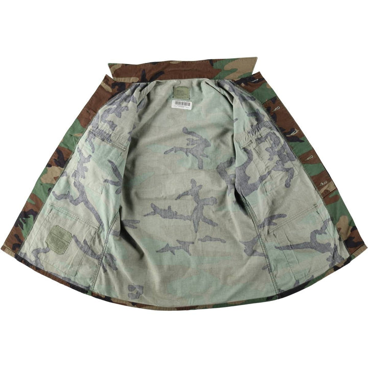 1990'S US Army Authentic Camouflage Pattern Woodland Camo Patch Military Combat Jacket MEDIUM-REGULAR (Men's M equivalent) cotton Khaki type Vintage Second Hand