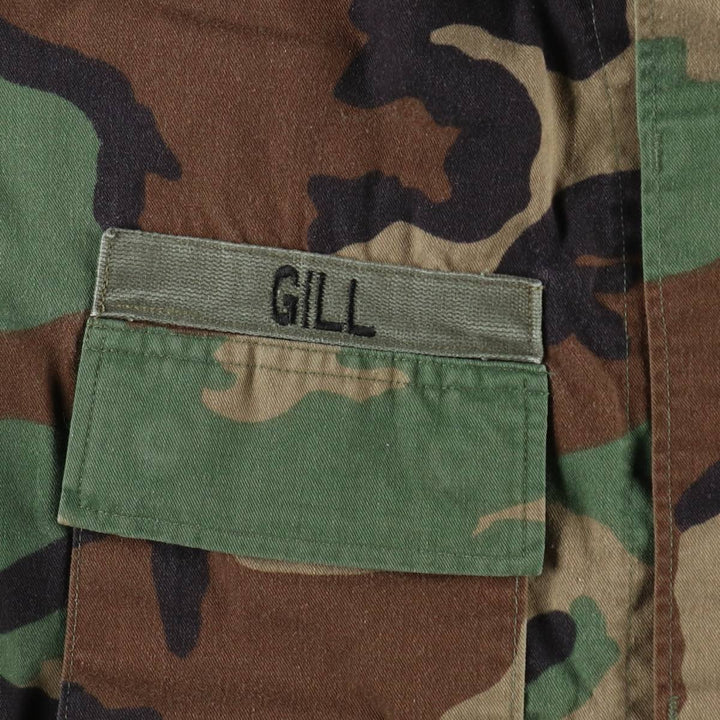 1990'S US Army Authentic Camouflage Pattern Woodland Camo Patch Military Combat Jacket MEDIUM-REGULAR (Men's M equivalent) cotton Khaki type Vintage Second Hand