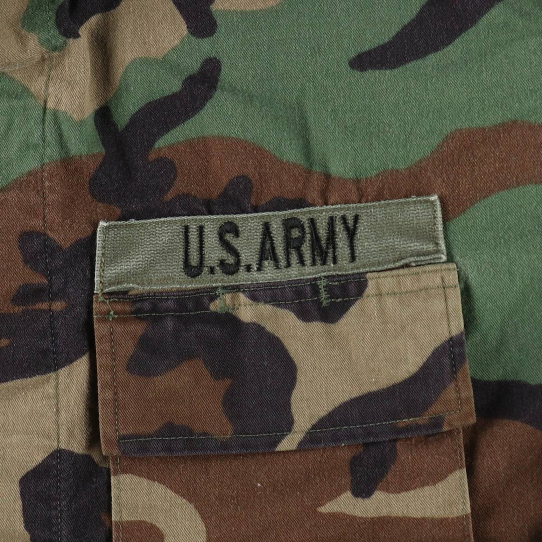 1990'S US Army Authentic Camouflage Pattern Woodland Camo Patch Military Combat Jacket MEDIUM-REGULAR (Men's M equivalent) cotton Khaki type Vintage Second Hand