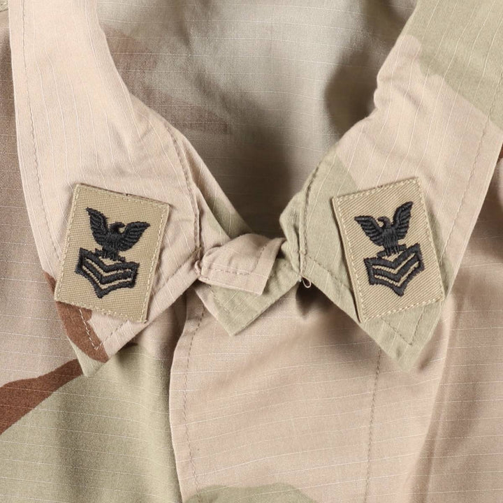 1990'S US Navy camouflage pattern ripstop military combat jacket, X-LARGE-REGULAR (equivalent to men's XL). cotton Khaki type brown Vintage Second Hand
