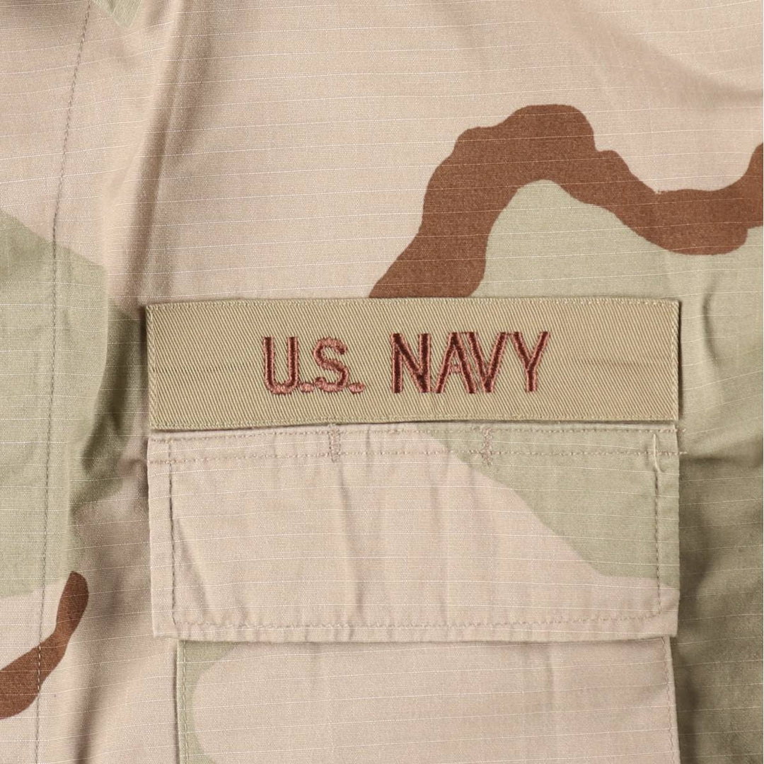1990'S US Navy camouflage pattern ripstop military combat jacket, X-LARGE-REGULAR (equivalent to men's XL). cotton Khaki type brown Vintage Second Hand