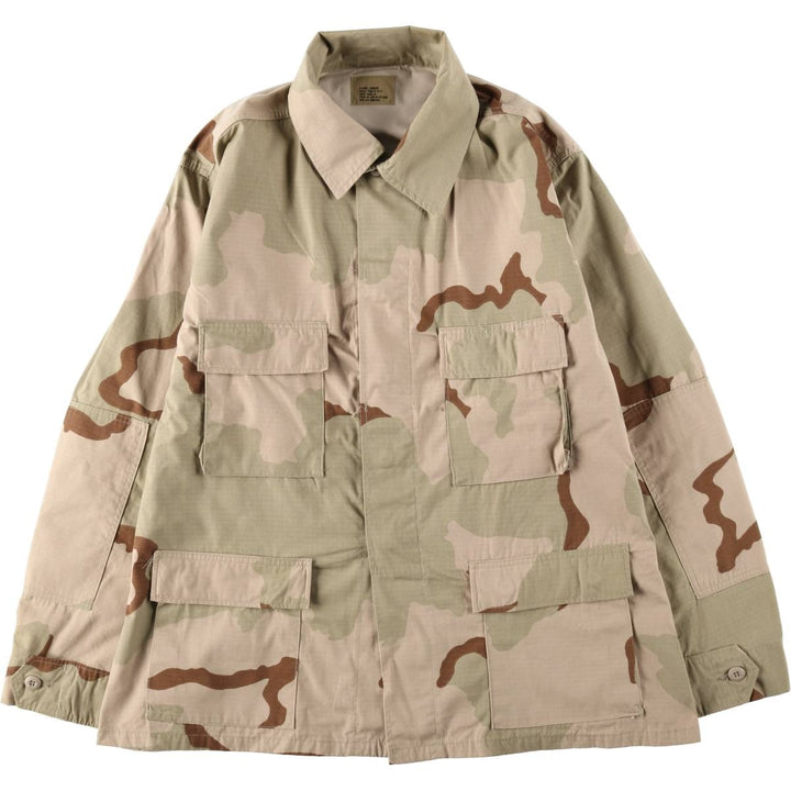1990'S US Military Issue Camouflage Pattern 3C Desert Camo Ripstop Military Combat Jacket X-LARGE-REGULAR (Men's XL equivalent) cotton Khaki type brown Vintage Second Hand