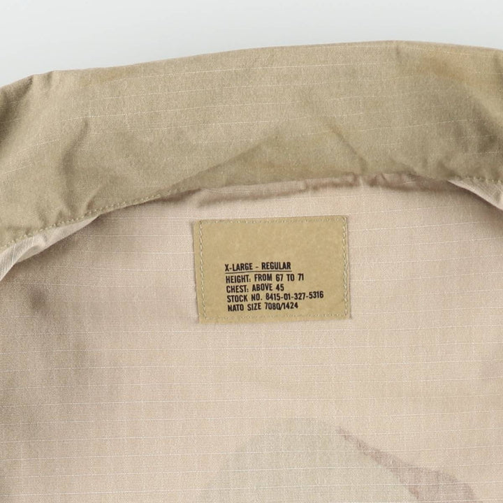 1990'S US Military Issue Camouflage Pattern 3C Desert Camo Ripstop Military Combat Jacket X-LARGE-REGULAR (Men's XL equivalent) cotton Khaki type brown Vintage Second Hand