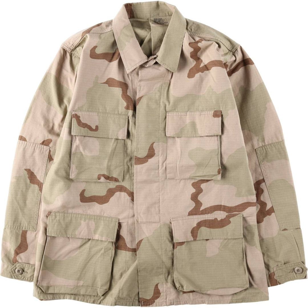 1990'S US Military Issue Camouflage Pattern 3C Desert Camo Ripstop Military Combat Jacket, Medium-Regular (Men's Size M) cotton Khaki type brown Vintage Second Hand