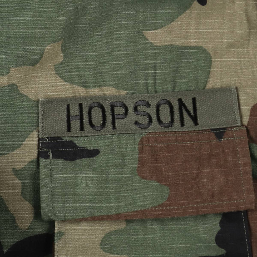 1990'S US Army Camouflage Pattern Woodland Camo Military Combat Jacket, Made in USA, Large-Regular (Men's Size L equivalent) Nylon Khaki type Vintage Second Hand