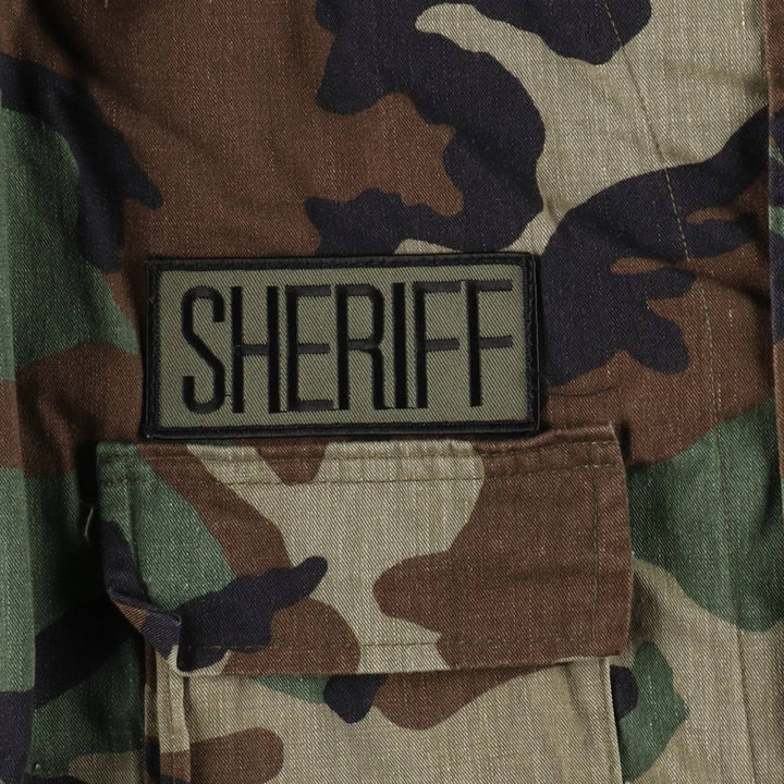 Civilian-made camouflage pattern woodland camo military combat jacket, made in the USA, large size (equivalent to men's L). cotton Khaki type Vintage Second Hand