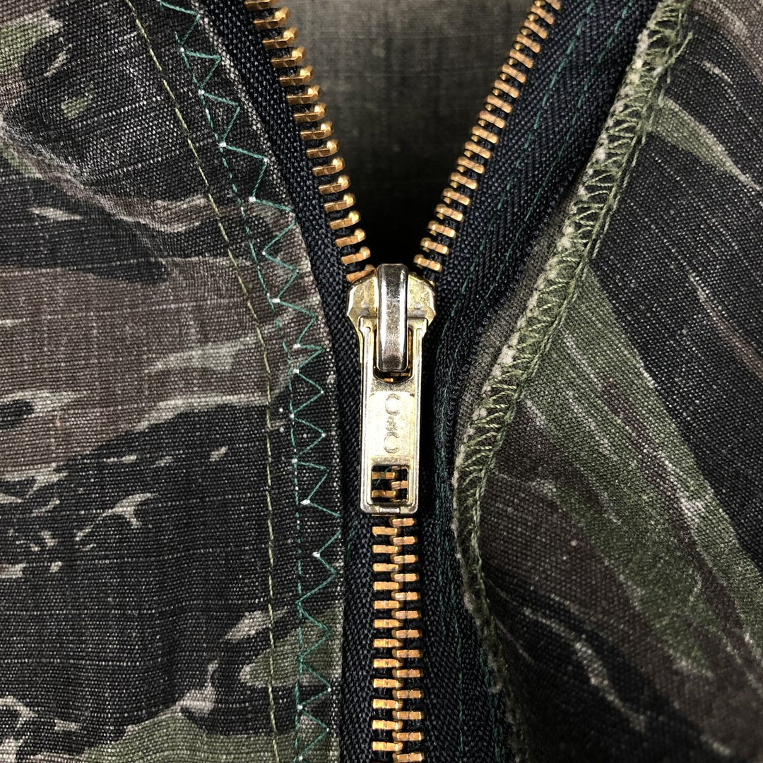 Civilian-made ATLANCO camouflage pattern tiger stripe camo ripstop BDU military jacket, made in USA, men's size XL equivalent. cotton Khaki type Vintage Second Hand