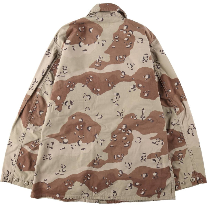1990'S US Military Issue Camouflage Pattern 6C Desert Chocolate Chip Camo Military Combat Jacket, Made in USA, Medium-Long (Men's Size M) cotton Khaki type brown Vintage Second Hand