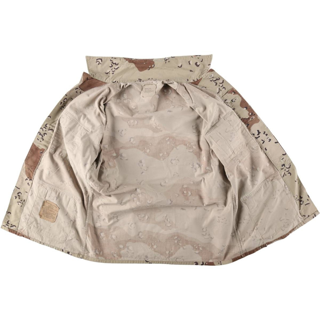 1990'S US Military Issue Camouflage Pattern 6C Desert Chocolate Chip Camo Military Combat Jacket, Made in USA, Medium-Long (Men's Size M) cotton Khaki type brown Vintage Second Hand