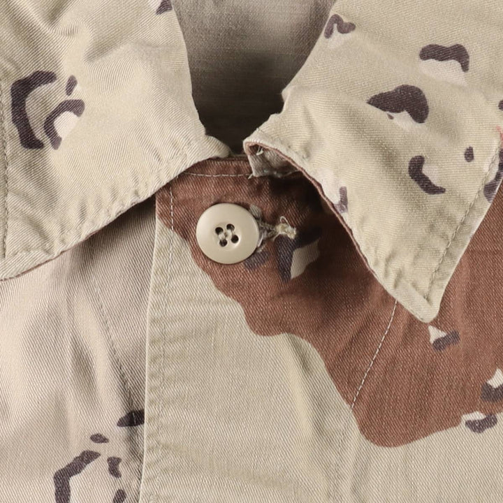1990'S US Military Issue Camouflage Pattern 6C Desert Chocolate Chip Camo Military Combat Jacket, Made in USA, Medium-Long (Men's Size M) cotton Khaki type brown Vintage Second Hand