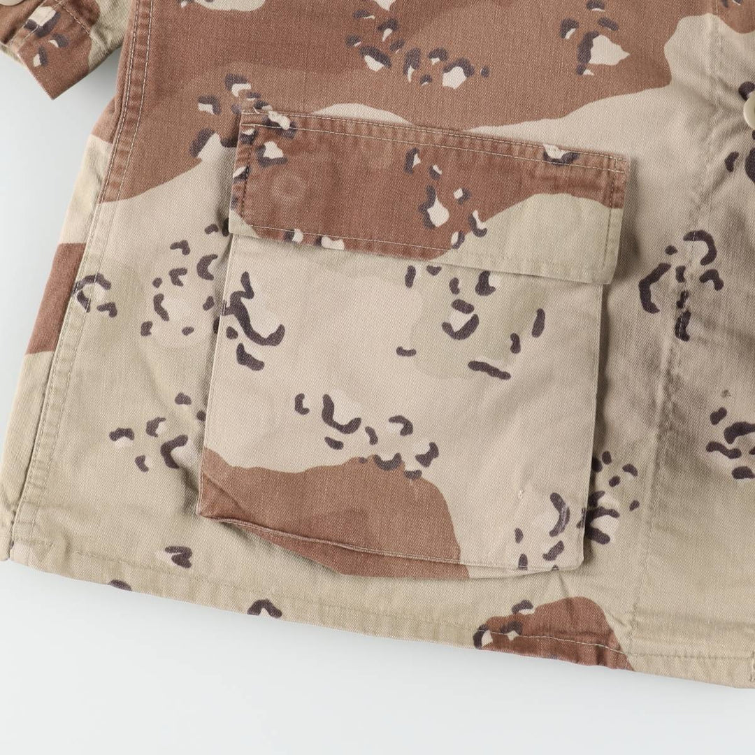 1990'S US Military Issue Camouflage Pattern 6C Desert Chocolate Chip Camo Military Combat Jacket, Made in USA, Medium-Long (Men's Size M) cotton Khaki type brown Vintage Second Hand