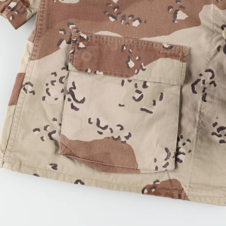 1990'S US Military Issue Camouflage Pattern 6C Desert Chocolate Chip Camo Military Combat Jacket, Made in USA, Medium-Long (Men's Size M) cotton Khaki type brown Vintage Second Hand