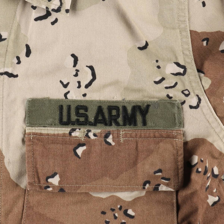 1980'S US Army Camouflage Pattern 6C Desert Chocolate Chip Camo Military Combat Jacket, Men's Size M (Equivalent), Vintage Nylon Khaki type brown Vintage Second Hand