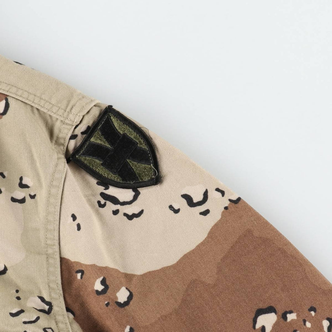 1980'S US Army Camouflage Pattern 6C Desert Chocolate Chip Camo Military Combat Jacket, Men's Size M (Equivalent), Vintage Nylon Khaki type brown Vintage Second Hand