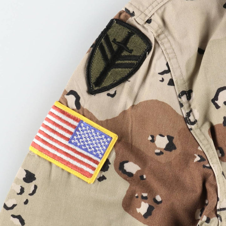 1980'S US Army Camouflage Pattern 6C Desert Chocolate Chip Camo Military Combat Jacket, Men's Size M (Equivalent), Vintage Nylon Khaki type brown Vintage Second Hand